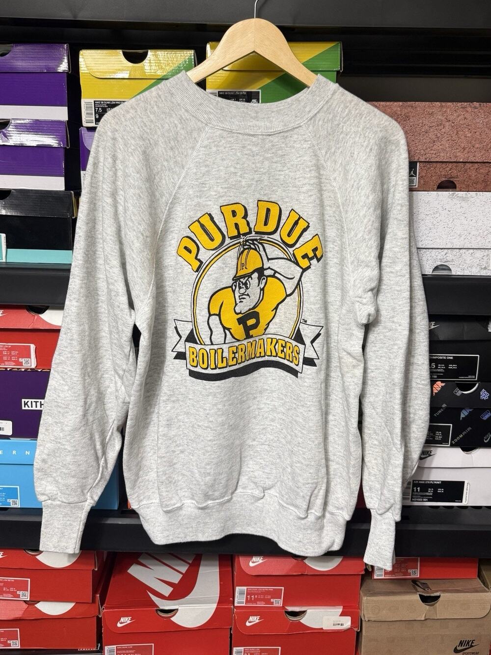 Vintage 90s Purdue Boilermakers Sweatshirt Crewneck Sweater Grey MiUSA Women XL